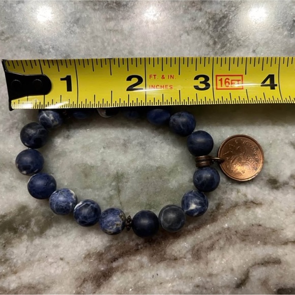 Penny stretch bracelet. Natural stones. Stretch. Blue black - Picture 5 of 5